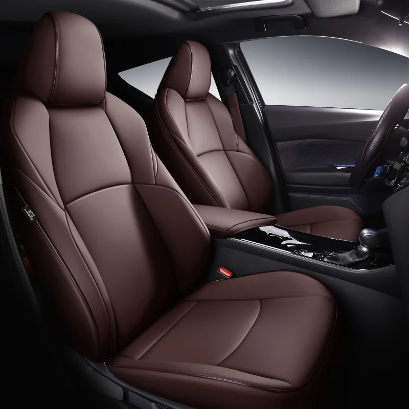

Seat Cover Custom Fit for Toyota CHR Synthetic Leather Car Seat Cushion Protector for 2020 2021 2022 2023 2024 Customized-Coffee
