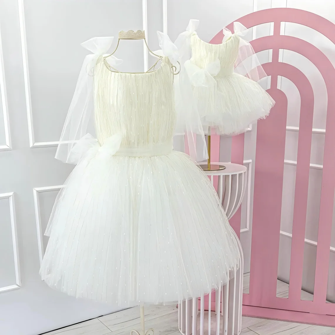 Ivory Tutu Puffy Matching Mother Daughter Dresses Flower Girl Dress Birthday Pageant Special Ocassion Prom Gown First Communio