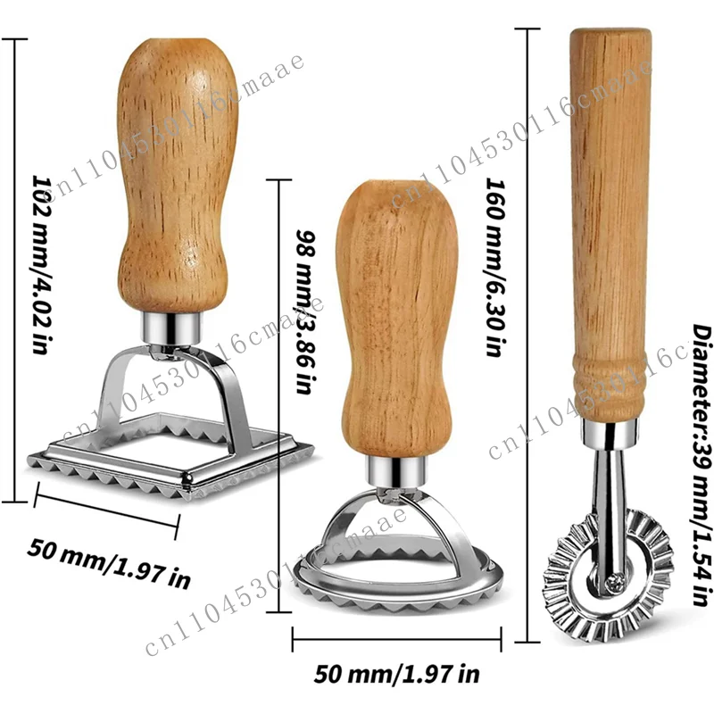 New 6X Wonton Spaghetti Cutting Machine Set, Wonton Seal Machine, with Wooden Handle, Suitable for Wonton, Pasta, Dumplings