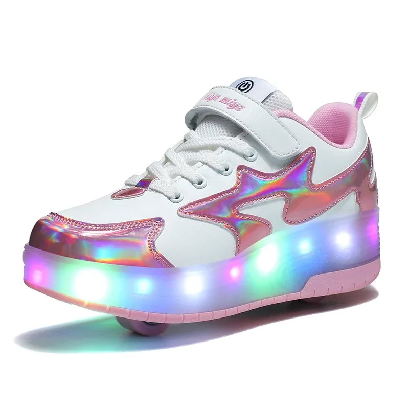 Boys and Girls Roller Skating Fashion Boots Children's Birthday Gift Shoes Kids Party Lighted Shoes Christmas Gift Cricket Shoes