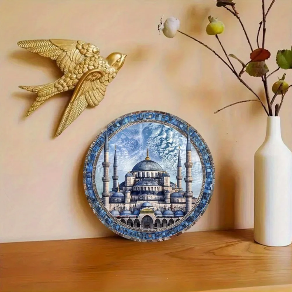 لوحة فنية جدارية معدنية تقليدية من اسطنبول التركية مقاس 8 × 8 بوصة من الألومنيوم - شارة فنية متينة، مناسبة للحديقة وغرفة النوم #4