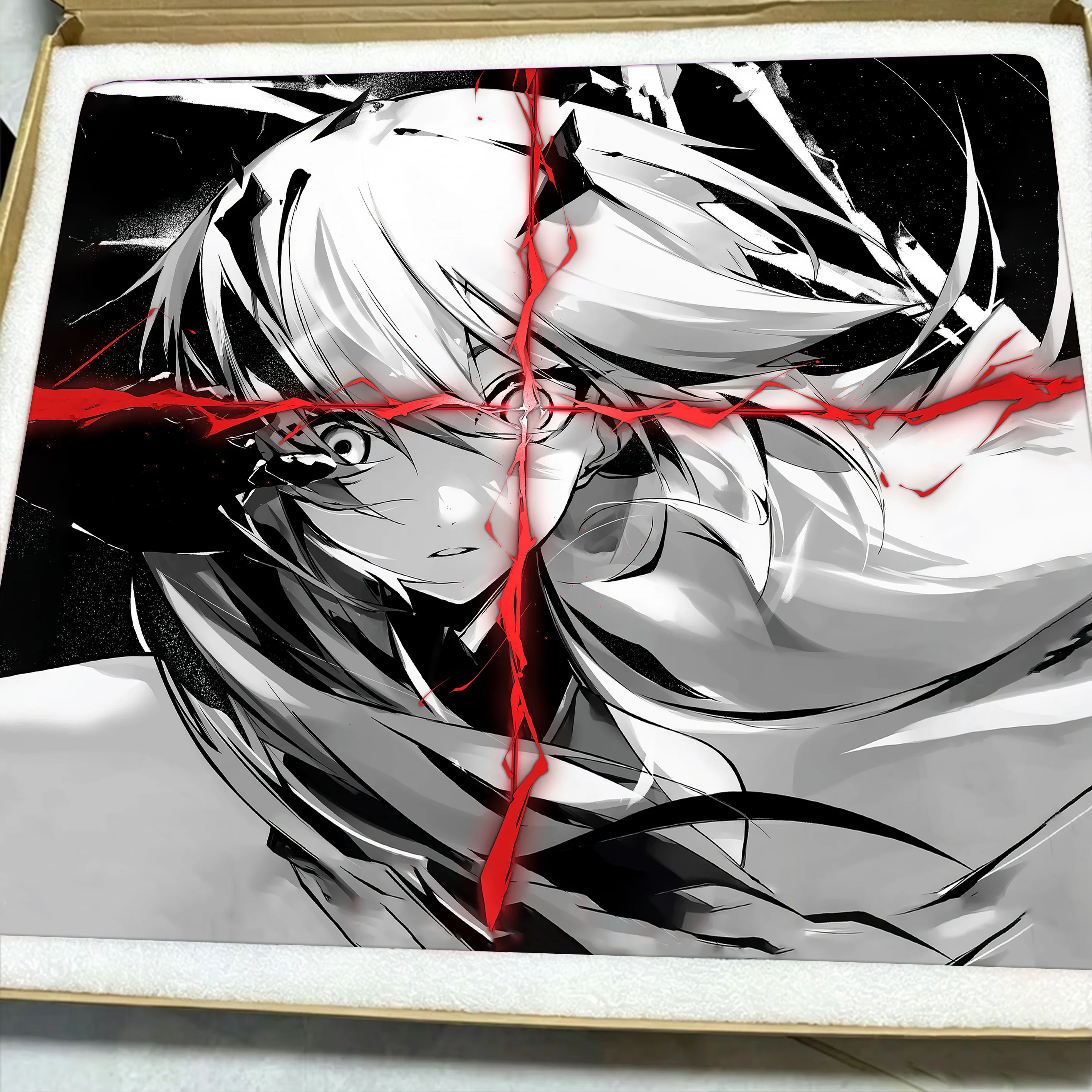Japanese Anime Y2k Girl Glass Mousepad SORA Esports Games Desk Mat FPS Exclusive Edition 450X400MM Glass Mouse Pad Customized