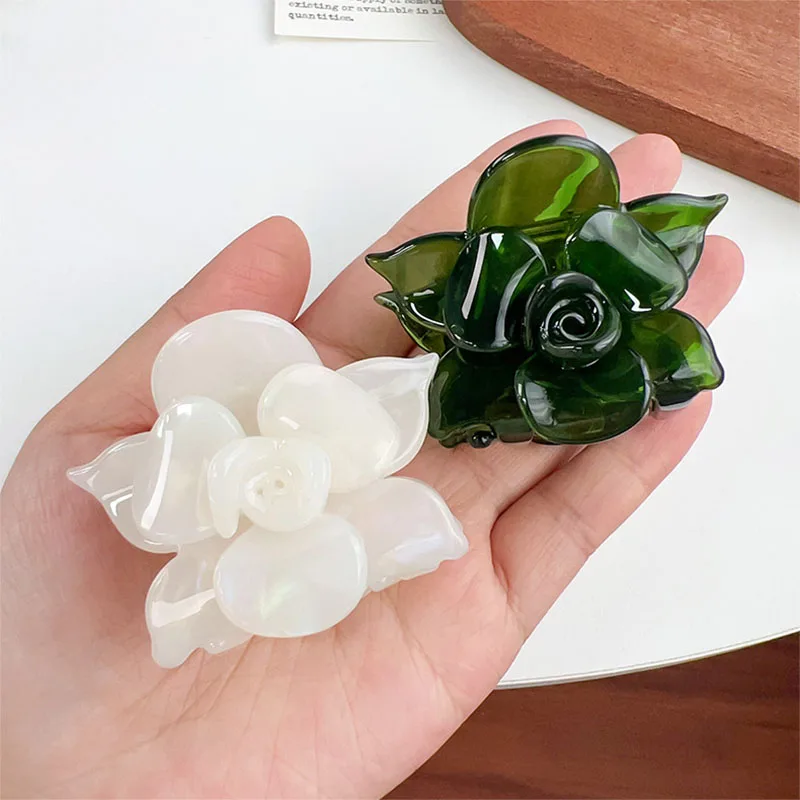New Niche Design Three-Dimensional 5.5cm Flowers Small Hair Clip Delicate Fashion Acetic Acid Shark Clip Sweet Hair Accessories