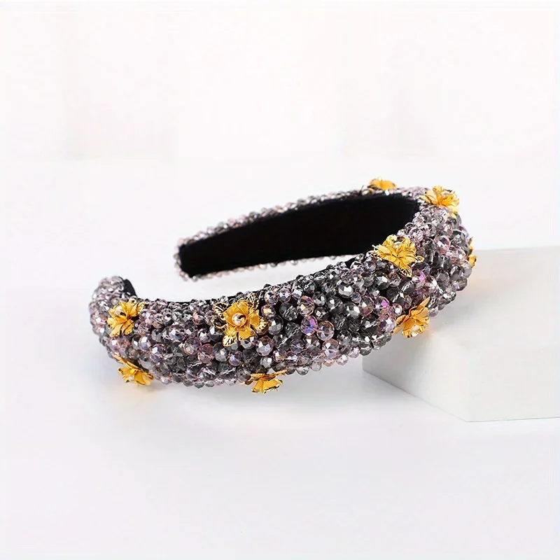 

Baroque Crystal Headband for Women Wide Elastic Design Luxury Hair Hoop Elegant Special Occasions Hair Accessories