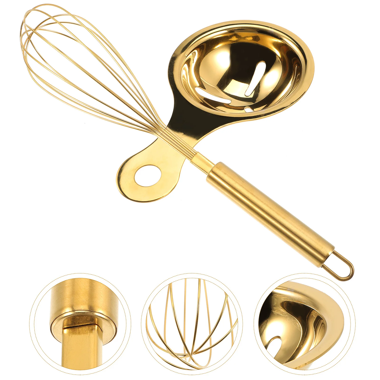 

1Set Egg Mixer Manual Whisk Yolk Separator High Grade Stainless Steel Safe Use Closely Spliced Handle Egg Mixer