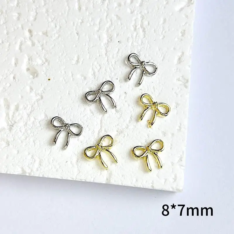 20PCS Hot Alloy Y2K Hollowed-out Bows Nail Art Decorations Metal Mini Ribbon Bowknots Nail Charms Supplies for Manicure DIY