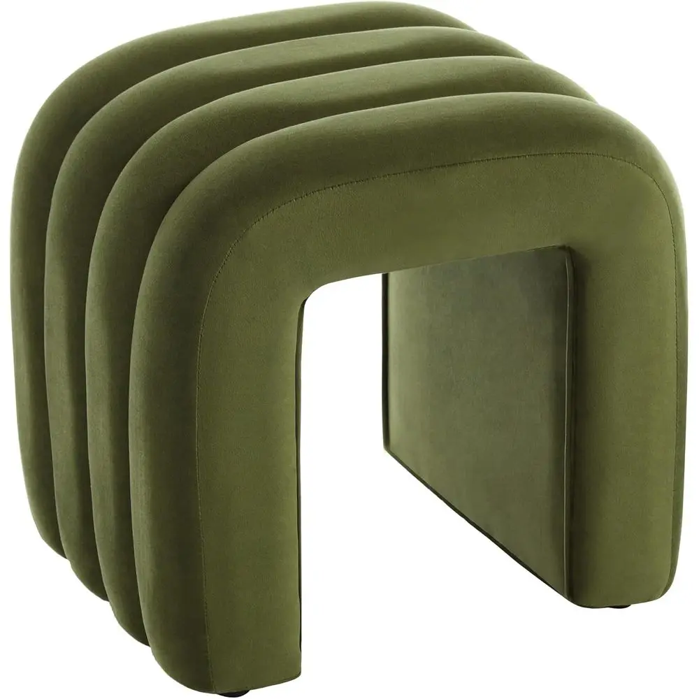 Otomana Versátil de Terciopelo Verde Oliva, Ideal para la Entrada, Sala de Estar y Área de Maquillaje