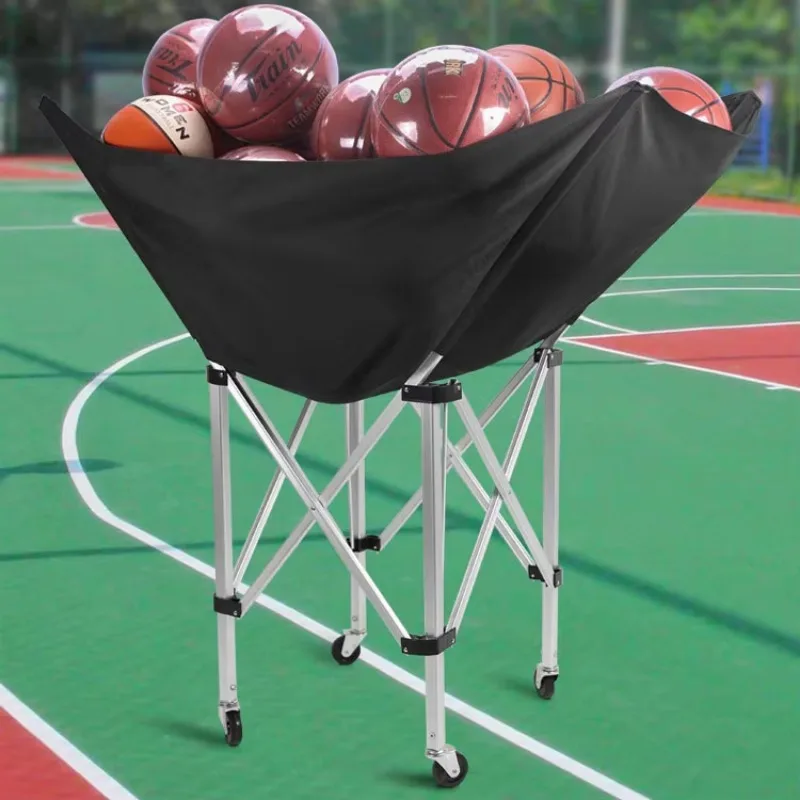 Custom Color Aluminum Basketball Volleyball Football Sports Equipment Portable Foldable Training Ball Cart with Wheels