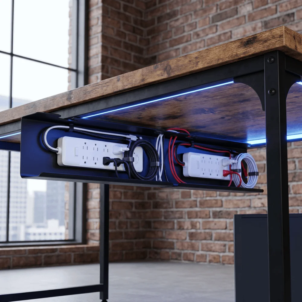 PVC Under Desk Cable Management Tray Large Capacity Easy Installation No Punch Cable Organizer Minimalist Design Easy to Storage
