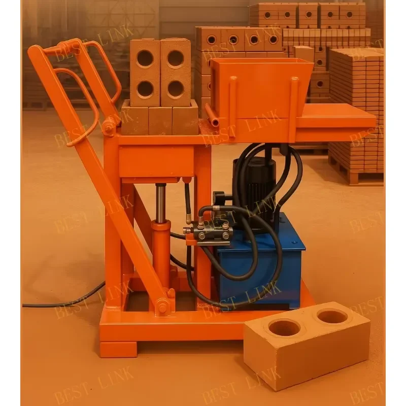 Hydraulic clay brick making machine for paving and hollow block production, interlocking brick making machine with electric