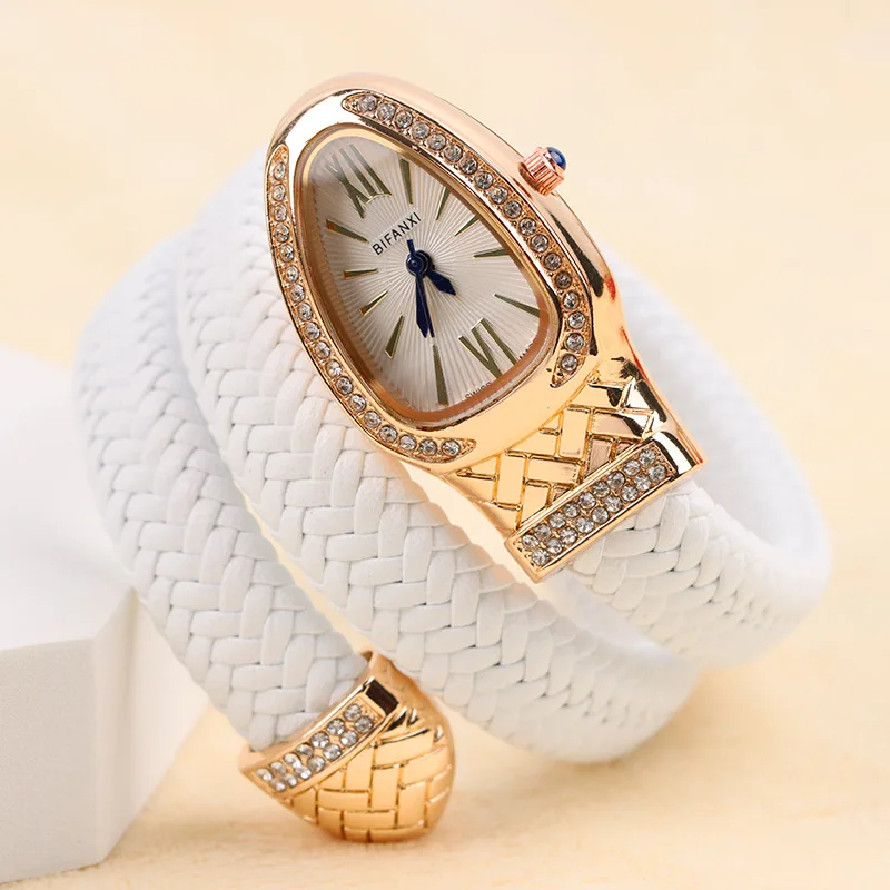 

AAA White Rose Gold Luxury Hot Sell Fashion Quartz Watches Women's Unique Snake Leather Strap Watch Women Ladies Clock Relogio