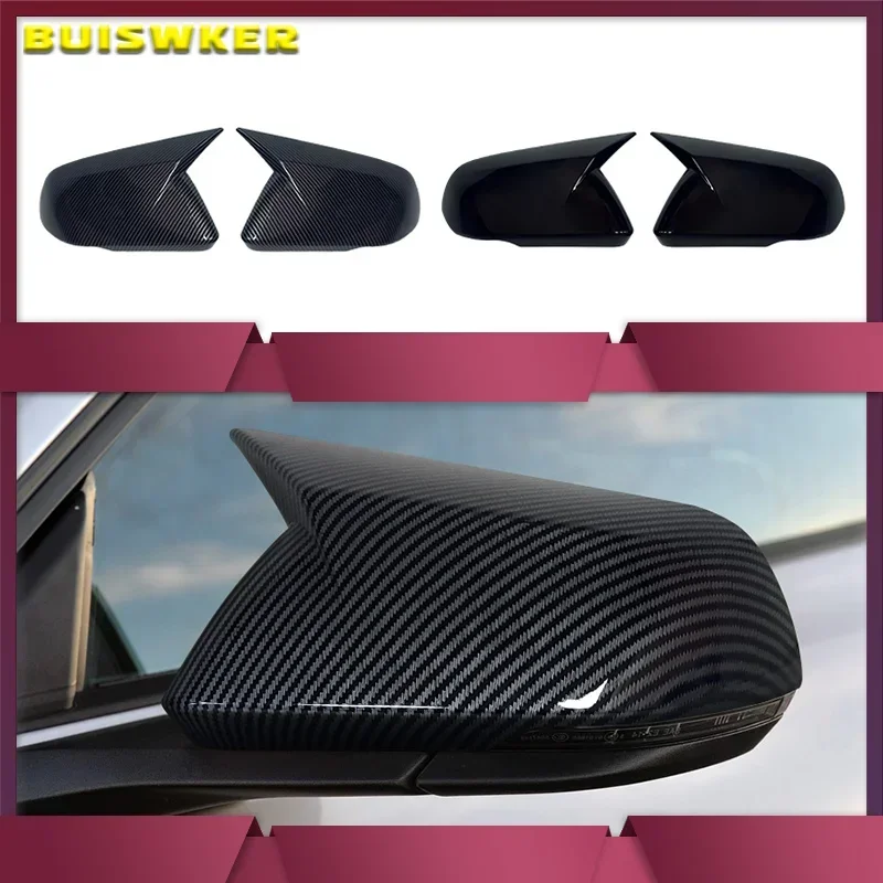 

1 Pair Glossy Black Carbon Fiber Color Rearview Side Mirror Cover Caps for Ford Mustang 2015-2022 Auto Exterior Accessories