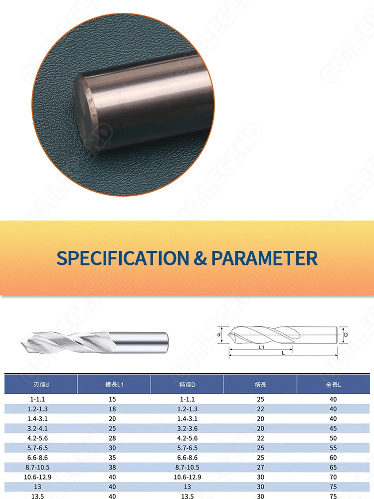 HRC55 ° Hartmetallbohrer Metallbohrer Wolframstahlbohrer für Aluminium CNC-Drehmaschine Legierungsbohrwerkzeuge 0,5-20,0mm – Detail 5