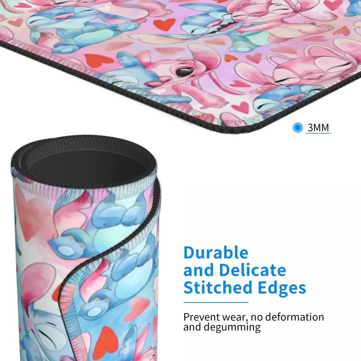 Custom Gamer Mouse Pad Non-Slip Rubber Base Stitch Cartoon Pattern Mousepad Office Desk Mat