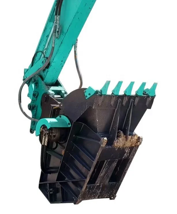 Excavator Recycling Crusher Bucket Hydraulic Concrete Rock Jaw Crushing Attachment Demolition Heavy Tool