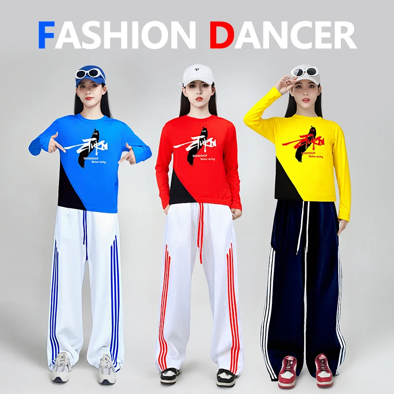 

Женский топ Fitn Jazz Dance Belly ow, повседневные брюки в стиле хип-хоп, эластичная удобная одежда из смеси хлопка для выступлений на сцене