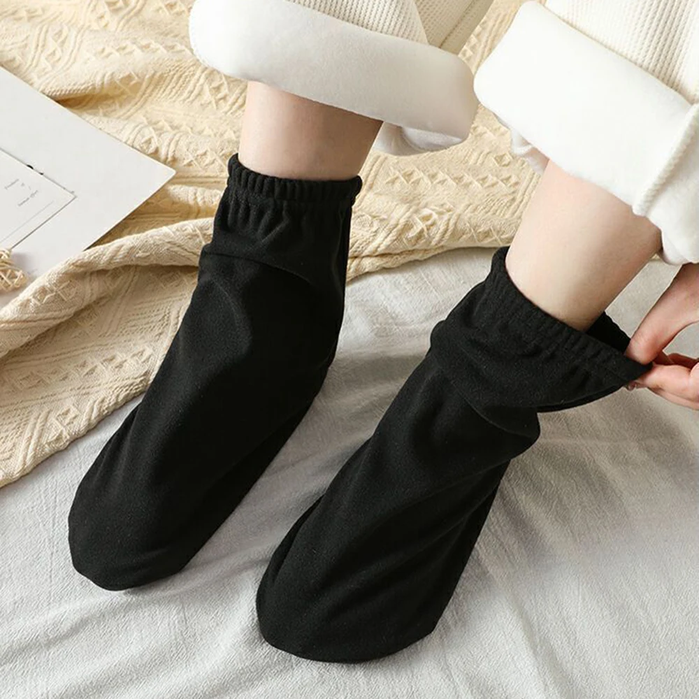 1 Pair Warm Loose Fleece Socks Comfortable Velvet Floor Socks Winter Women Men Solid Color Sleep Socks Home Snow Socks 2024 image 4