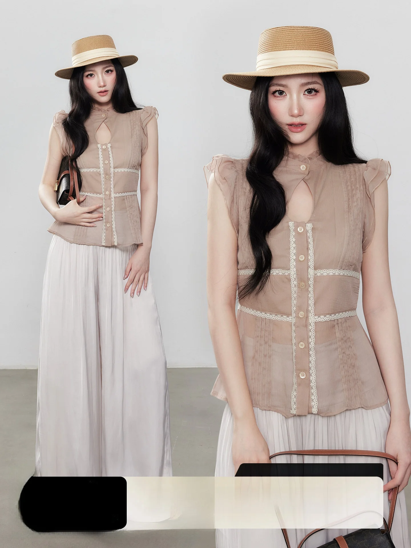 

Новая женская блузка в китайском стиле: летняя, с вырезами, приталенная, с рукавами-крылышками, дышащая, стройнящая, универсальная, из полиэстера, для повседневной носки