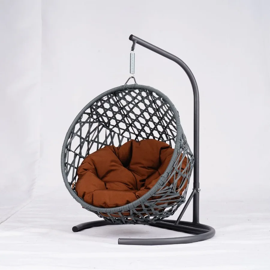 

Cat Swing Bed with Stand Cushion Cat Egg Chair with Rattan Wicker Appearance Indoor Hanging Swinging Cat Bed for Cats Small Dog