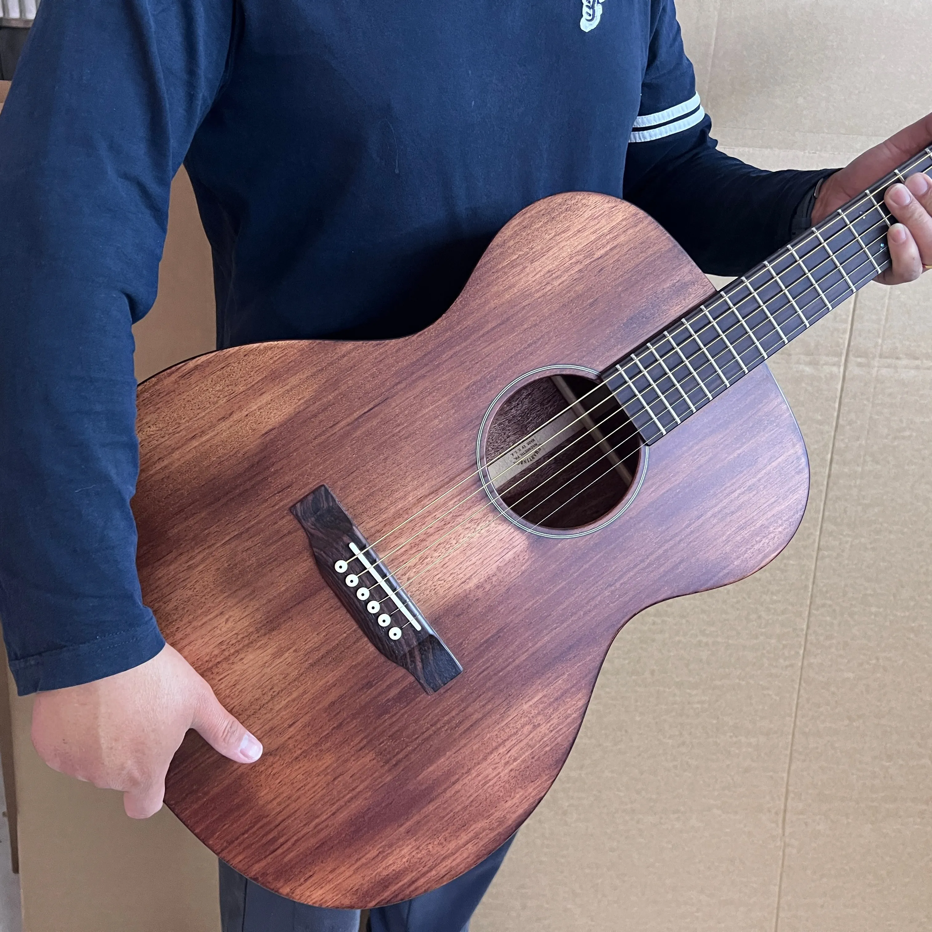 Handmade 000 Style 15M Version Street Master Acoustic Guitar, Brown Color, Solid Top, Back And Side Are Laminate