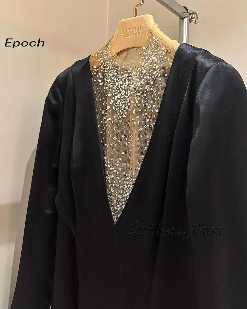 Epoch Women's Long Luxury فساتين السهرة Evening Dress 2024 New Elegant Lace A-Line O-Neck Sexy Black Cocktail Prom Party Gown