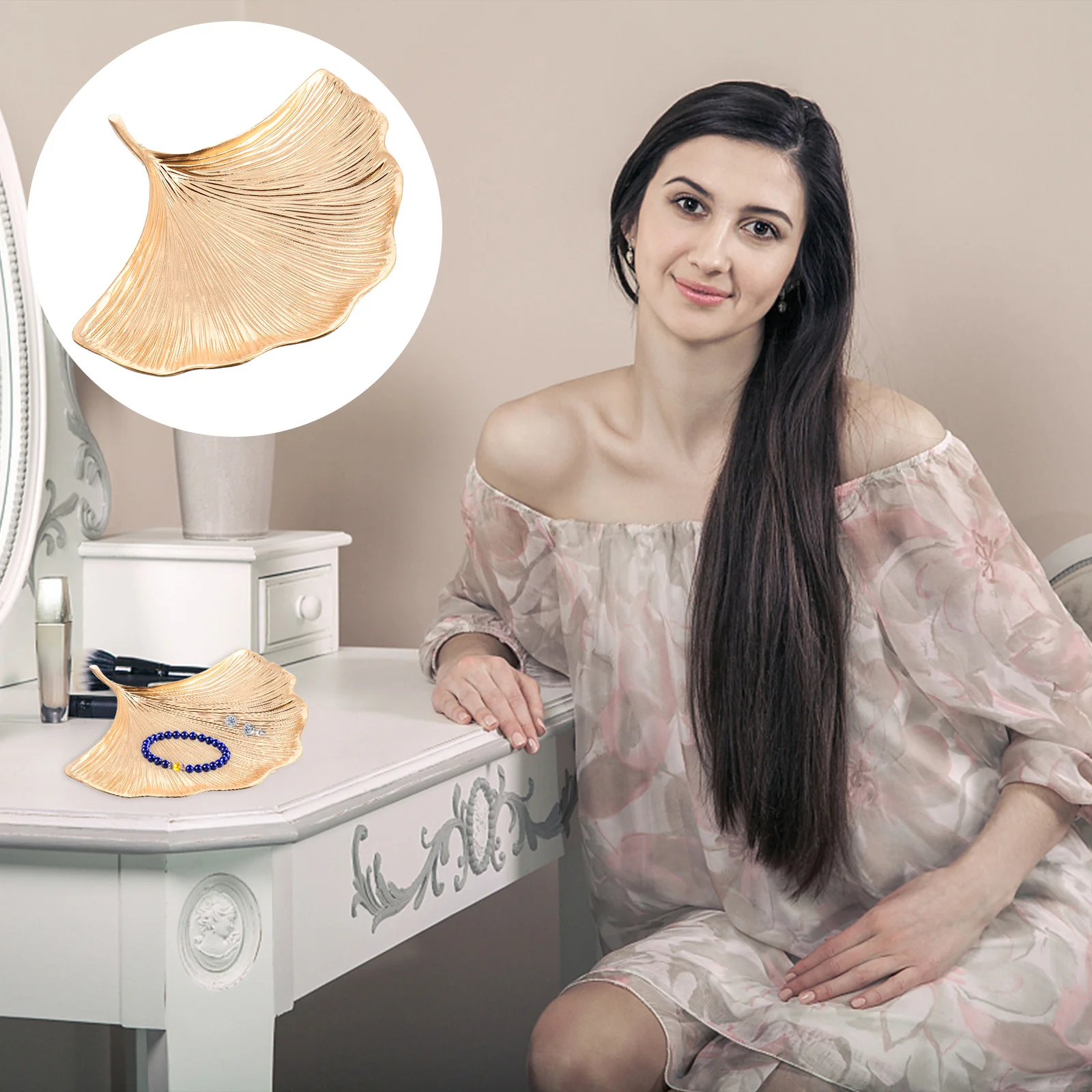 

1pc Ginkgo Leaf Storage Tray Large Capacity Jewelry Container Portable For Home Travel Decor Jewelry Holder Organizer Case