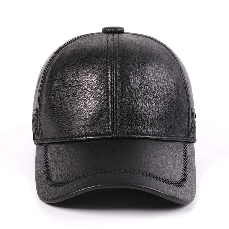 New Autumn Winter Men's Cap Sheepskin Cold-proof Warm Baseball Caps Personality Natural Genuine Leather Cap Snapback Cap кепка