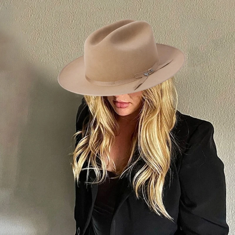 Wool Homburg Cowboy Hats Exotic Hat for Women Men Photo Props Western for Men Women Unisex Wear Headwear