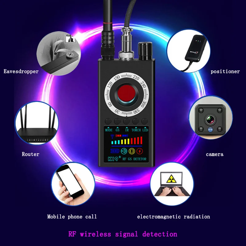 K19+ Infrared Camera Automatic Scanning Anti Theft Monitor Track Wireless Signal Detector Strong Magnetic Detection Flashlight