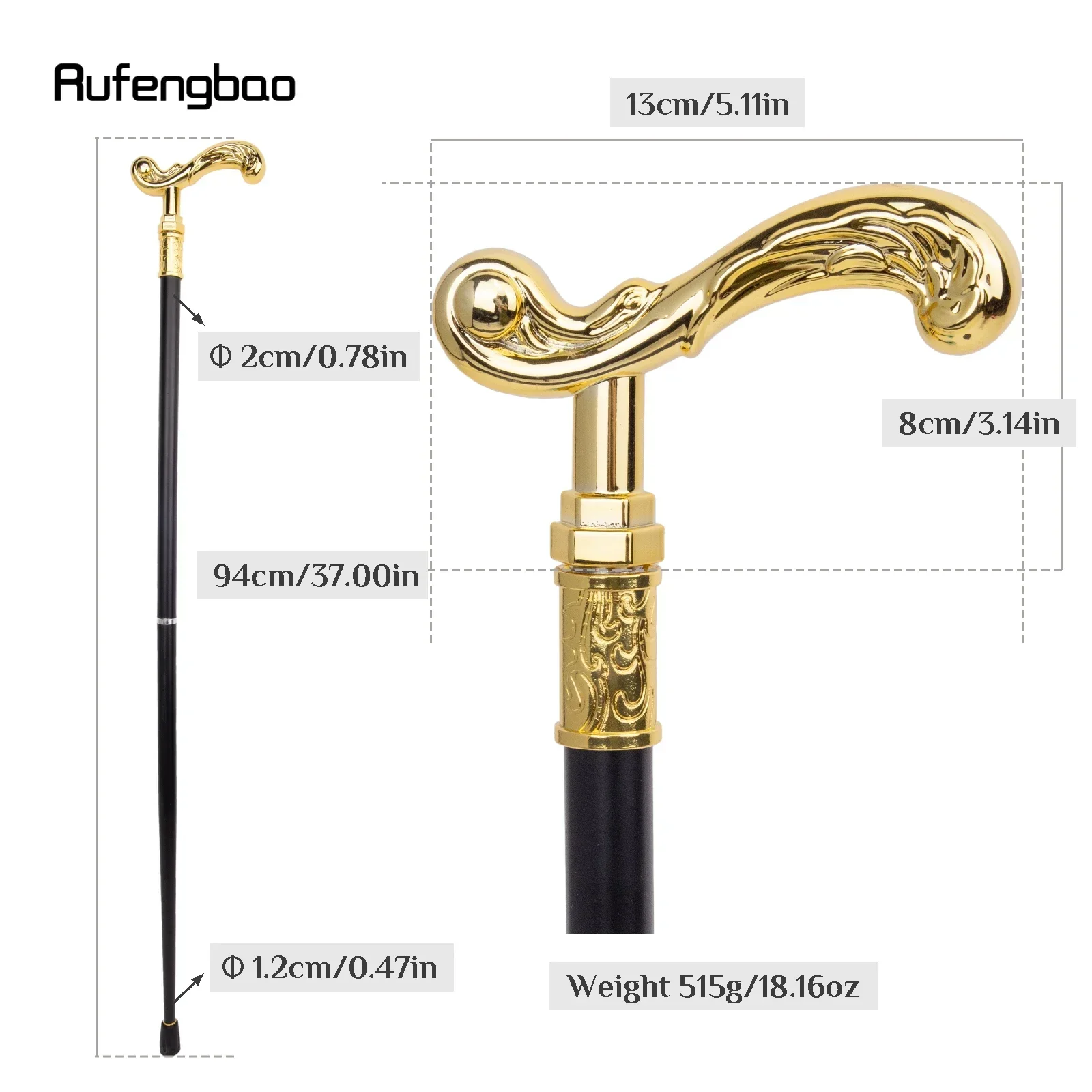 Golden Flower Walking Stick Decorative Vampire Cospaly Vintage Party Fashionable Steampunk & Everyday  94cm