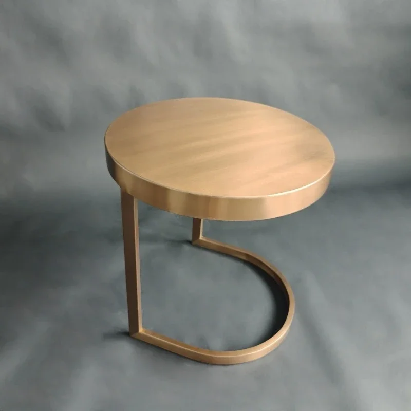 حافة أريكة حديثة بسيطة مستديرة من الفولاذ المقاوم للصدأ عدد قليل من الديكور الناعم مصمم فيلا فندق الإقامة المنزلية غرفة المعيشة أريكة الزاوية عدد قليل من #4