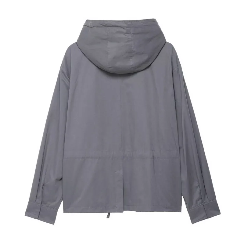 Frauen Mittlere Taille Hosen Set Casual Herbst Hoher Kragen Langarm Mit Kapuze Jacke Cargo Culottes mit Kordelzug Weibliche Outfit