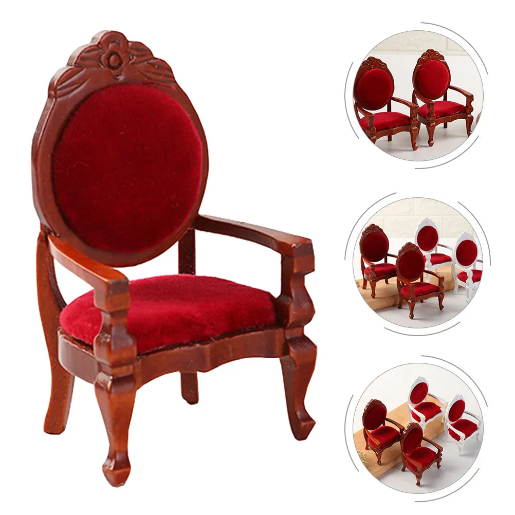 

2Pcs Solid Wood Mini Chairs Dollhouse Accessories Toddler Playroom Decor Infant Early Development Interaction House Chair