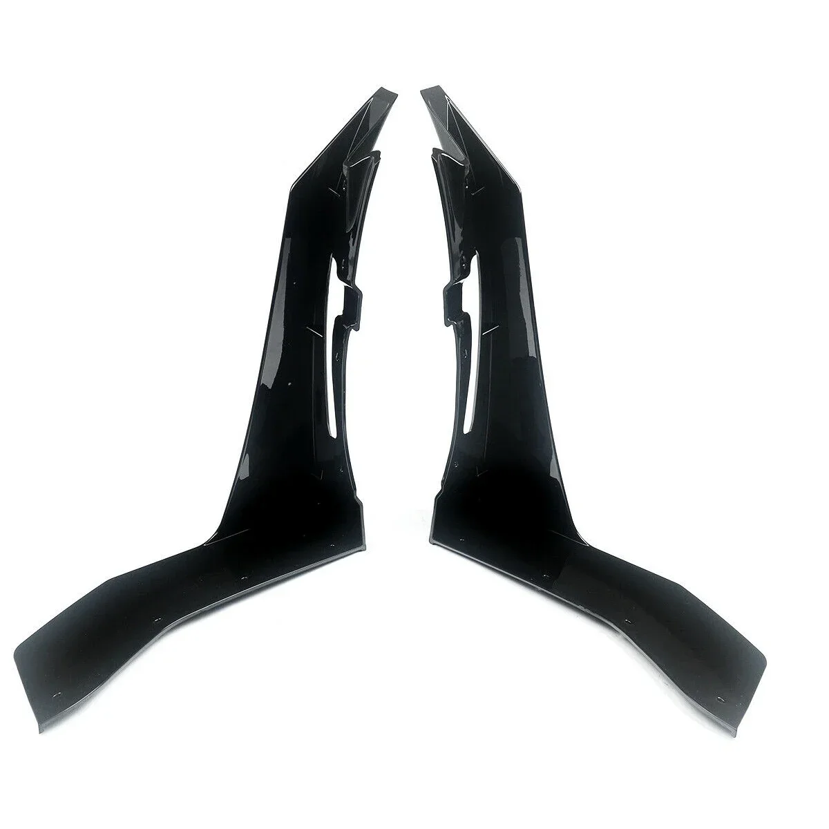 Black Shiny For 15-22 Ford Mustang GT500 Front Bumper Corner Winglet Splitters