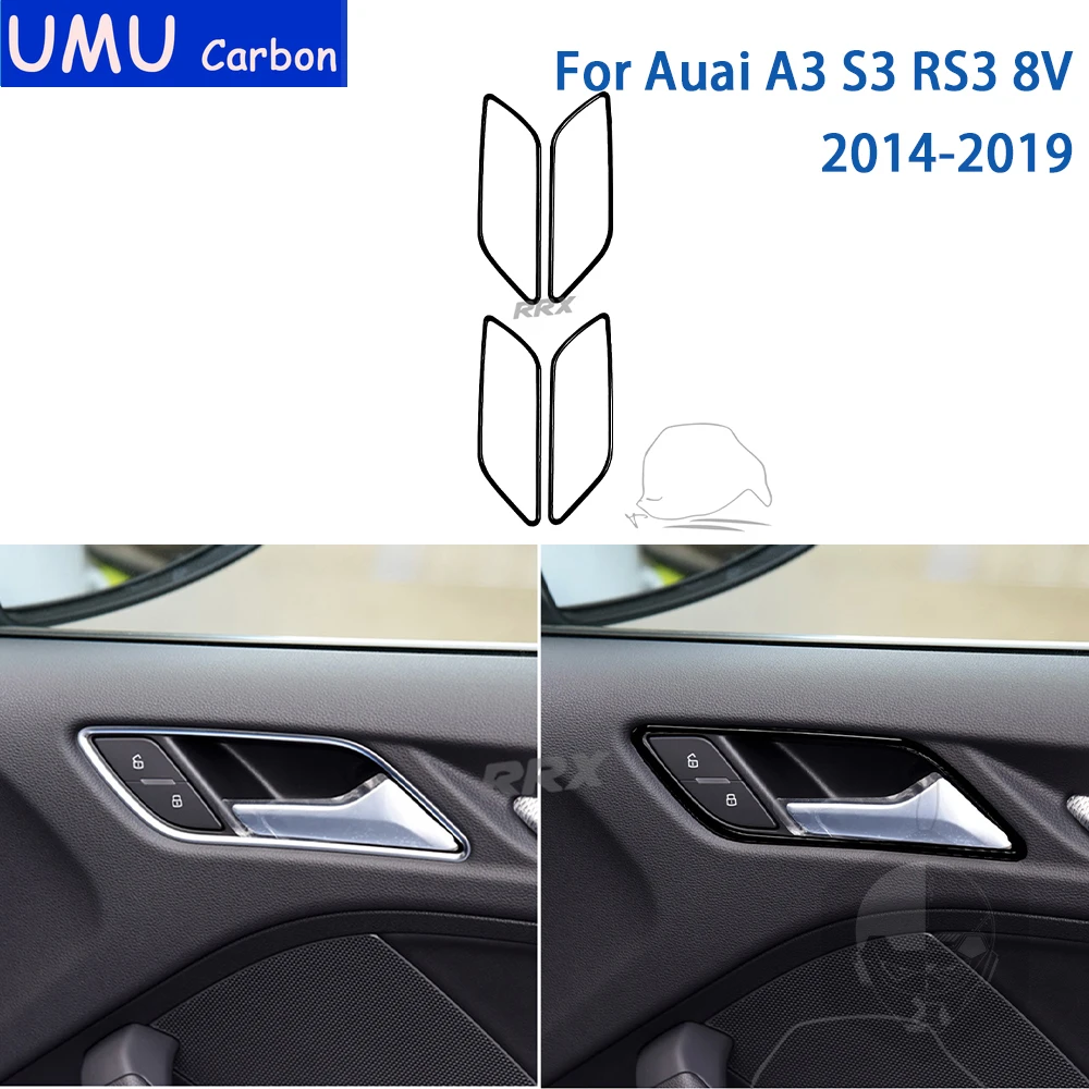 

For Audi A3 S3 RS3 8V 2014 2015 2016 2017 2018 2019 Accessories Car Interior Inner Door Frame Sticker Black Plastic