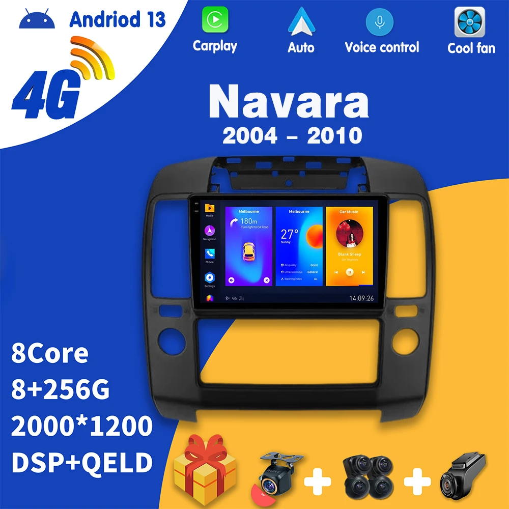 

Автомобильный радиоприемник Carplay Android13 для Nissan Navara 3 D40 2004 - 2010 мультимедийный видеоплеер навигация GPS Авто Стерео DVD No 2Diin