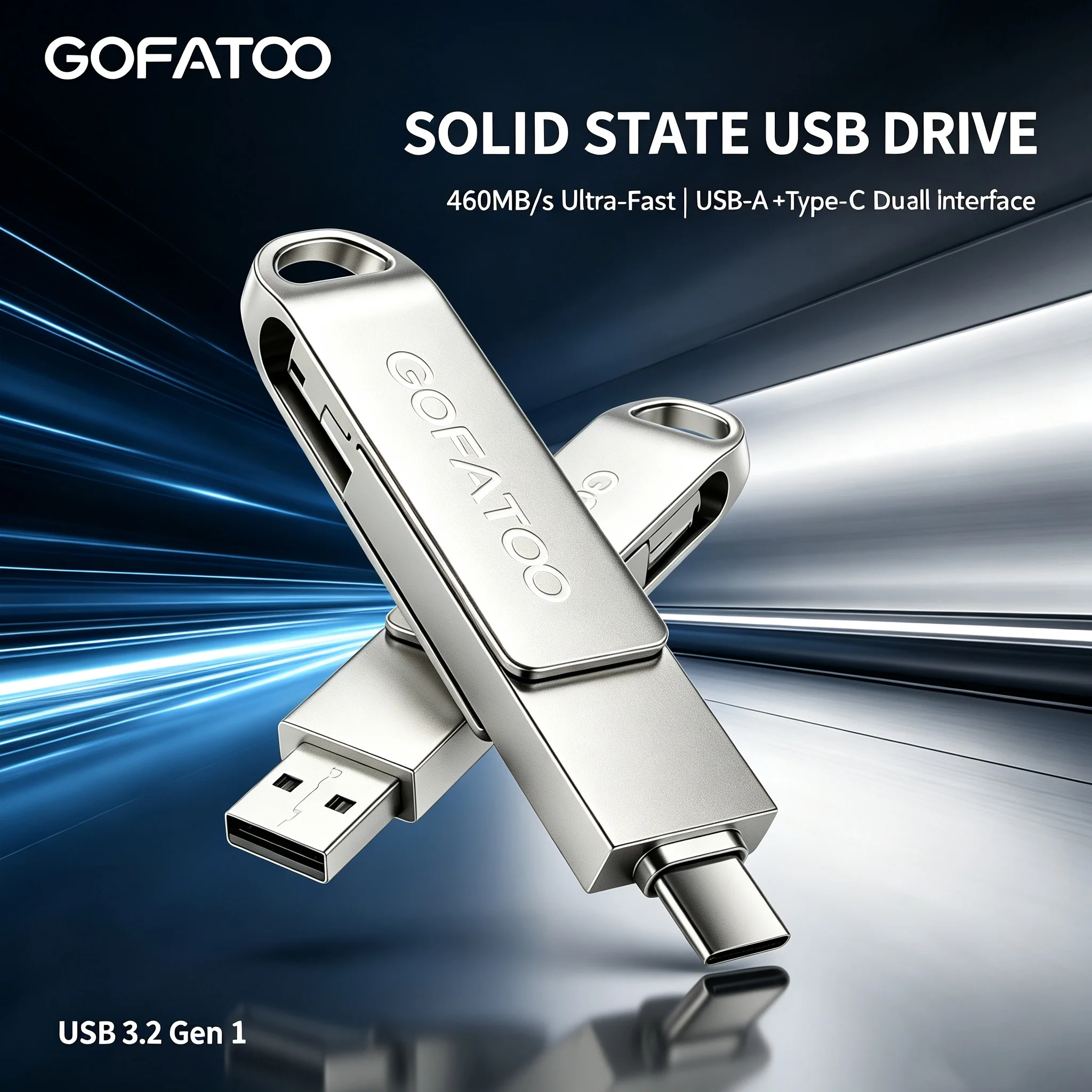 GOFATOO USB 3.2 Solid State Pen Drive 450MB/s High Speed Pendrive 512GB 256GB 128GB USB Type C Flash Drive OTG Memory Stick