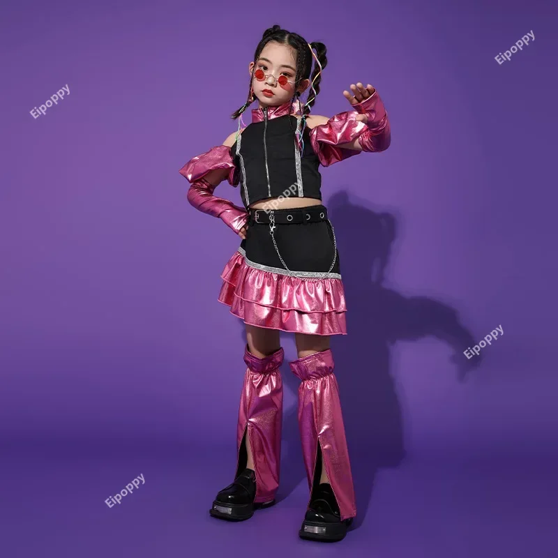 

Hip-hop Jazz Street Dance Costume Girls Kids Stage Modern Modeling Runway Tide Shiny Cool Clothes Performance Clothes Children