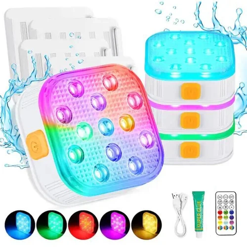 RGB LED 수영장 조명, IP68 방수 욕조 조명, 조도 조절 분수 조명, 원격 16 색 조명, 6 동적 2H, 4H, 6H 타이머 