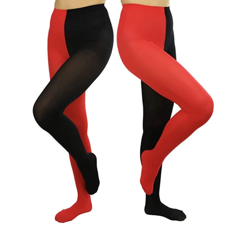 Two-Toned Long Tights High Waist Elastic Footed Leggings Cosplay Party Costumes Drop Shipping