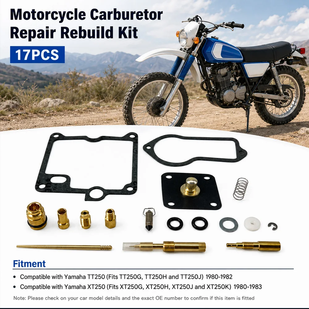 For Yamaha TT250 TT250G TT250H TT250J XT250 XT250G XT250H XT250J XT250K 1980 1981 1982 Motorcycle Carburetor Repair Rebuild Kit