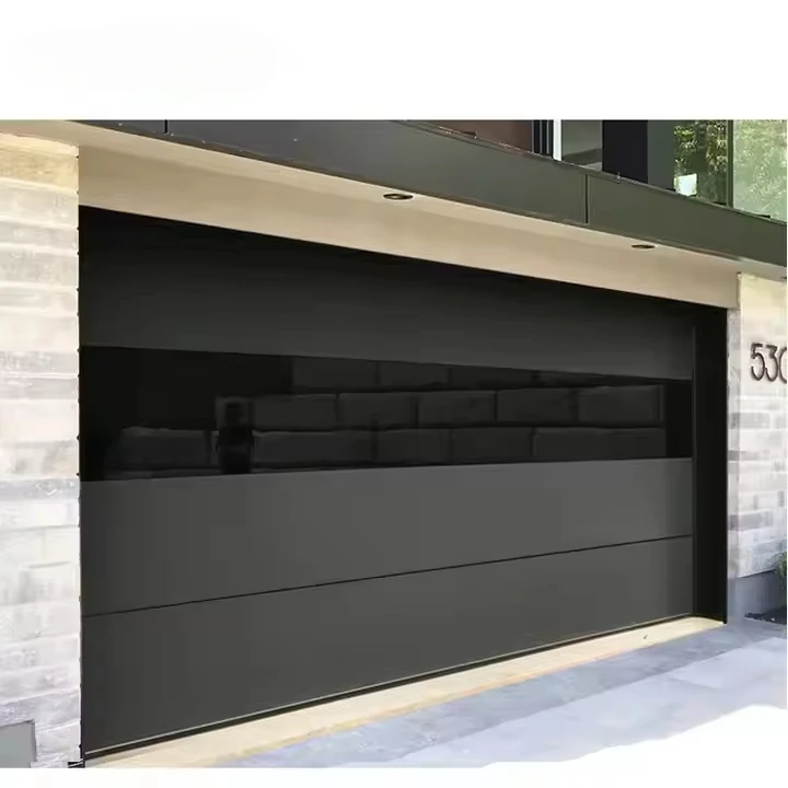 DERCHI Modern Hurricane Resistant Garage Screened Door Black Mirror Automatic Frame Glass Garage Door with Motor