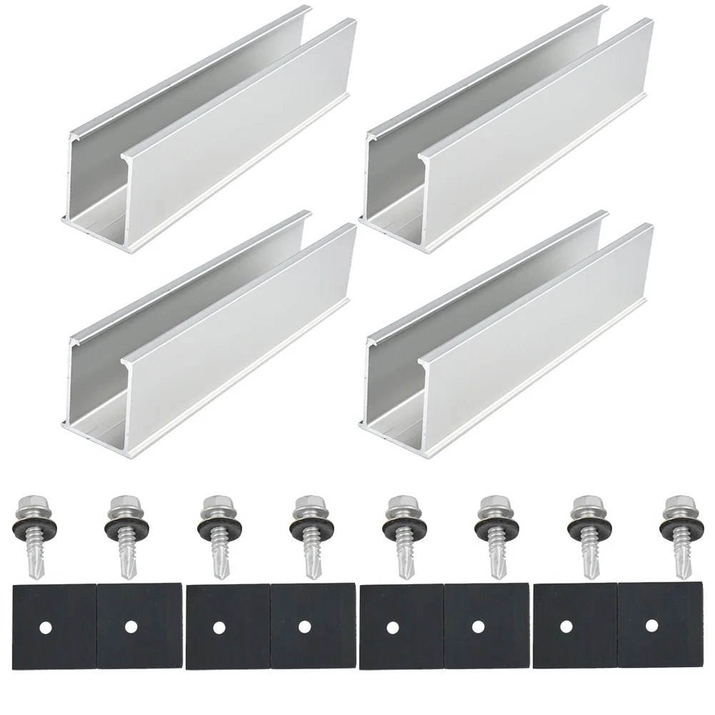 1pc 4pcs Rail Solar Panel Flat 20cm 6005-T5 Aluminum Alloy Agriculture Automotive Commercial Electronics Garden