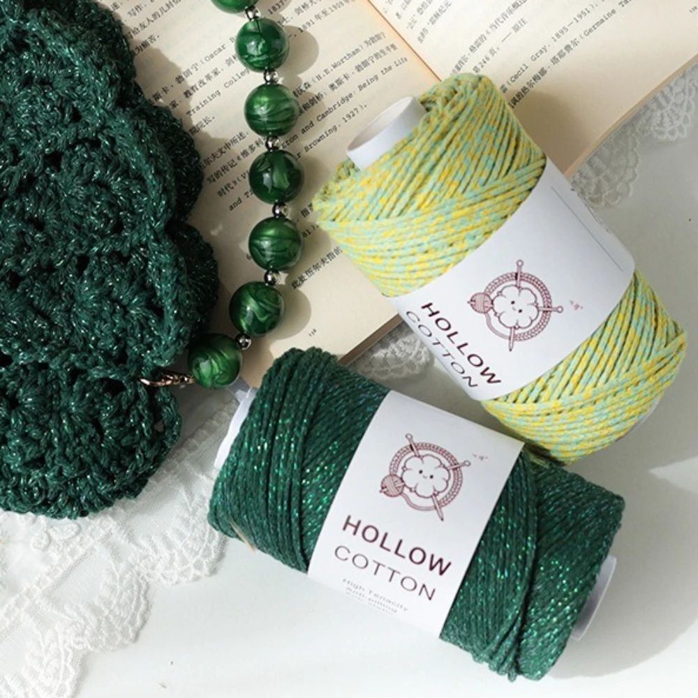 2mm Dyed Glitter Hollow Cotton Silver Wire Hand DIY Crochet Butterfly Broken Silver Bag Hat Woolen DIY Knitting