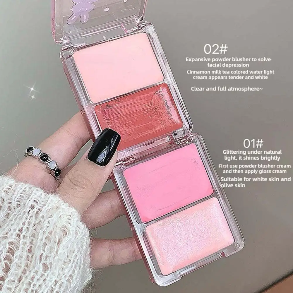 Water Blush Tray Shining Cheek Blush Highlighter Cream Contour Palette Fleuren Blijvende hoogglans Glitter Natuurlijke gezichtsmake-up