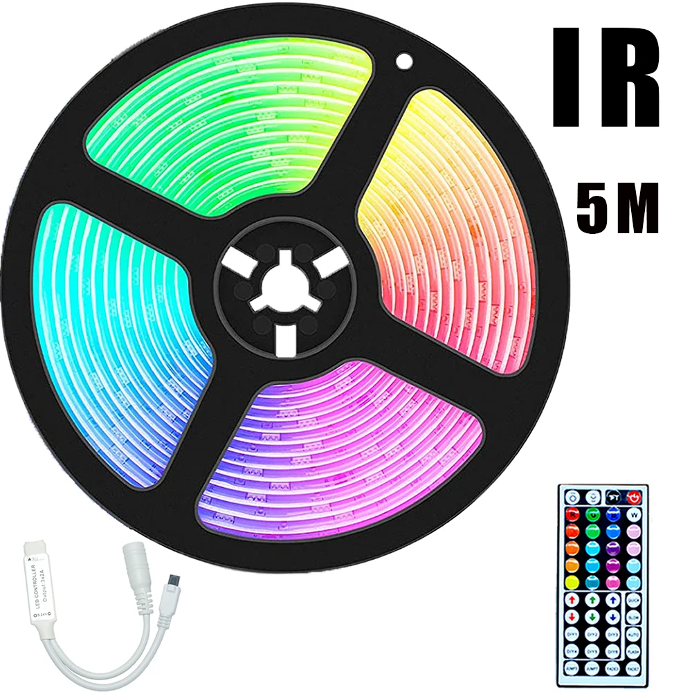 Infrared Controller Living Room Decoration LED Strip RGB SMD 5050 DC12V 5M Flexible Ribbon Easter Luces LED