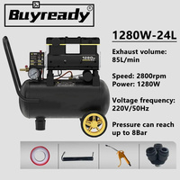 220V 1280W 24L Household Oil Free Silent Industrial Air Compressor Portable Air Pump For Woodworking Nailing Spray Painting