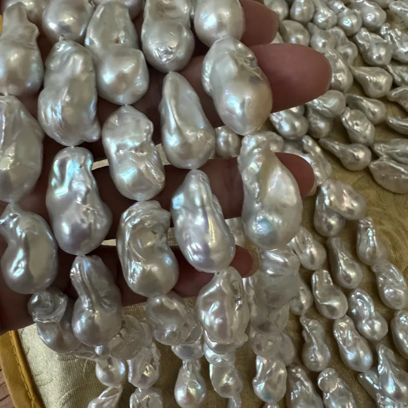 15x21mm Natural Pearl Baroque Necklace, Silver-white Light, Shaped Pearl Fish Tail, Factory Wholesale