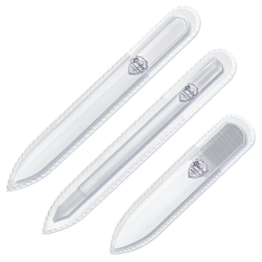 

Genuine Czech Glass Nail File Set MultiFunctional Shiner Buffer with Double Sided Different Grit Etched Surface for Professiona