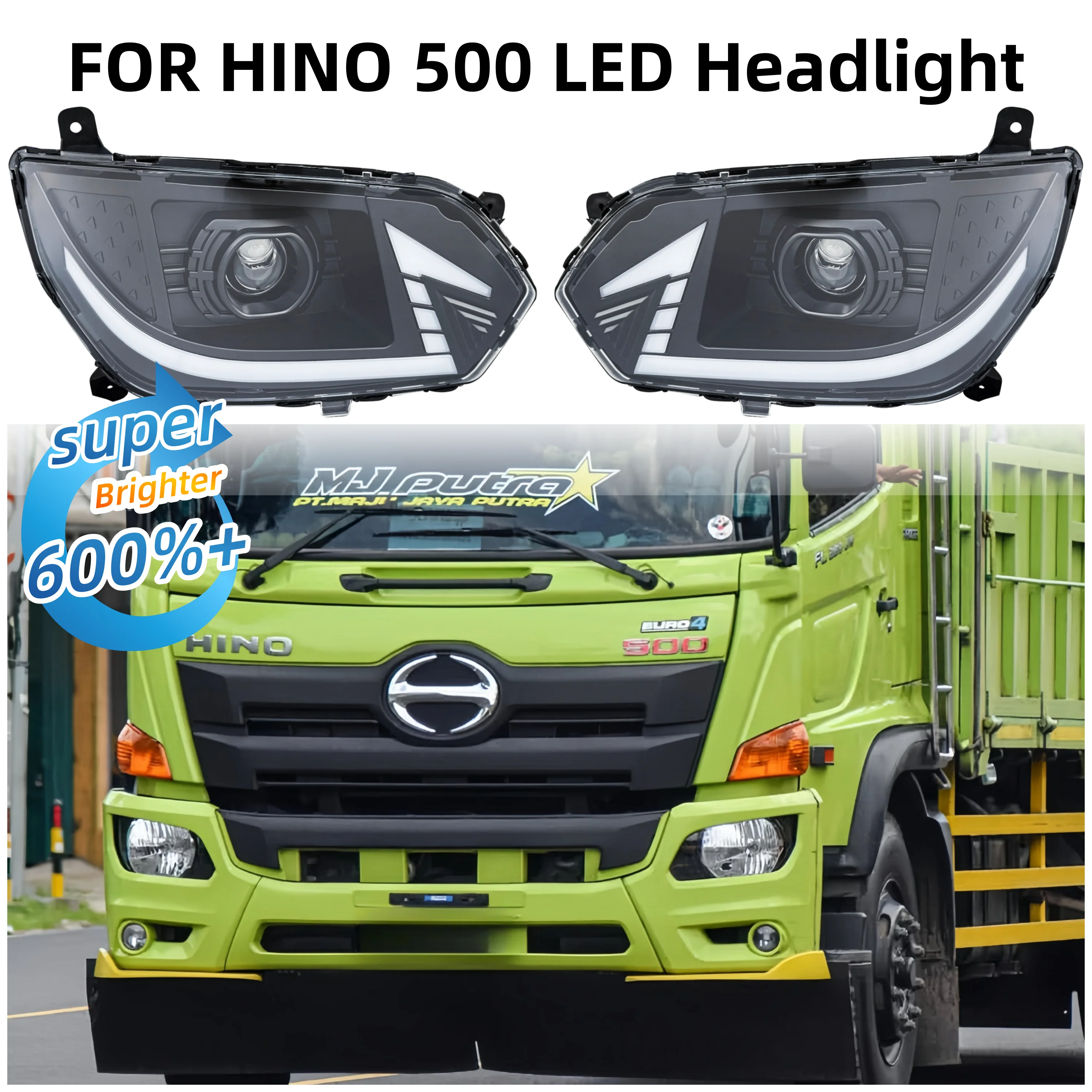 

1PCS 24V Projector LED Headlight Compatible Wtih HINO 500 VICTOR Upgrade DRL Turn signal